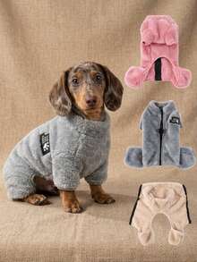 PETSIN 宠物服装，宠物外套，小型犬保暖抓绒连体衣，适合冬季穿着 - 彩色 - 查看 6