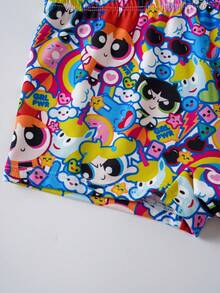 THE POWERPUFF GIRLS X SHEIN 2件組 青少年女孩細肩帶內衣與四角內褲 可愛迷人系列 - 白色 - 查看 7