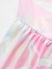 SHEIN 少女星形圖案彩色連身運動服，修身設計防止走光，適合運動、體操與舞蹈比賽，四季皆宜 - 粉色 - 查看 6