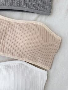 SHEIN Girlism 兒童青少年女孩 3 件組簡約舒適親膚純色背心，適合成長期女孩，多色可選，白色上衣，附胸墊 - 彩色 - 查看 6