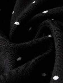 GlowEve CURVE Plus Size Women's Polka Dot Pattern Long Sleeve Single-Breasted Knit Cardigan - Black - View 7