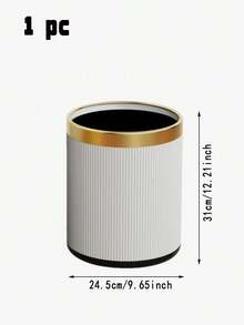 1 Fashionable Round Trash Can, Golden Edge, Durable Plastic Material, Fashionable Storage Essentials Home Trash Can, Modern Minimalist Design, Sturdy Plastic Bucket - Multicolor - View 4