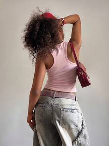 Fiercella Fiercella Women's Spring/Summer U-Neck Pink Wasteland Style Print Slim Fit Comfortable Streetwear Y2K Hot Girl Rock Sexy Tank Top Going Out Night Out Nightout - Baby Pink - View 2