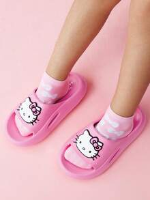 HELLO KITTY AND FRIENDS | SHEIN 可愛卡通粉色兒童EVA拖鞋，輕便舒適，適合幼兒與兒童，可用於室內、淋浴或戶外 - 藕粉色 - 查看 2