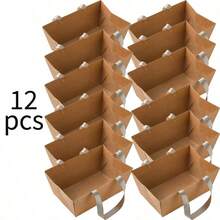 Gift Basket Tote Bag, Handles Kraft Paper Cardboard Tray, Gift Packaging, Suitable For Wedding Anniversary Party Displays - multicolor - View 10