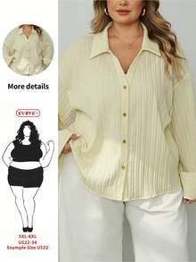 SHEIN CURVE+ Damen-Bluse in Große Größen, einfarbig, lässig und vielseitig für den Alltag, Herbst/Winter 2026, 22W - Gelb - Übersicht 5
