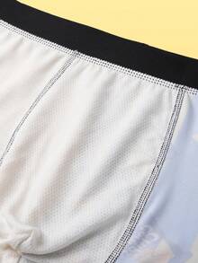 Notgurli Men's Long Boxer Shorts 3-Pcs Mixed Color Potato Chips Cartoon Print Underwear Set, Contrast Split D - Multicolor - View 6