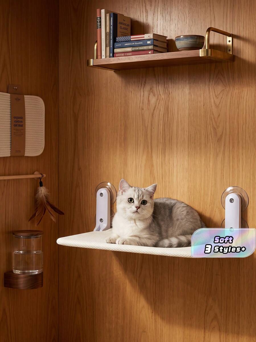 Foldable Cat Window Perch, Wireless Cat Hammock, Sturdy Resting Seat, Upgraded Suction Cups, Easy Assembly, Indoor Cat Bed, Breathable & Soft, Suitable For All Seasons, Great Gift - multicolor - View 1