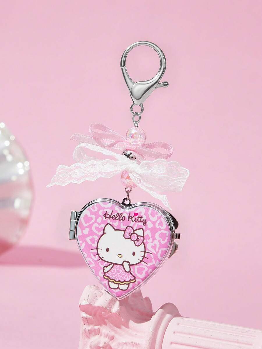 HELLO KITTY AND FRIENDS | SHEIN 時尚鋅合金銀色鑰匙圈 奢華精緻包包吊飾 仿珍珠掛飾 紀念品 收藏品 適合送禮、錢包、書包 - 彩色 - 查看 1