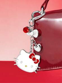 HELLO KITTY AND FRIENDS | SHEIN 水鑽可愛 3D 蝴蝶結愛心造型鑰匙圈包飾，情人節 - 紅色 - 查看 3