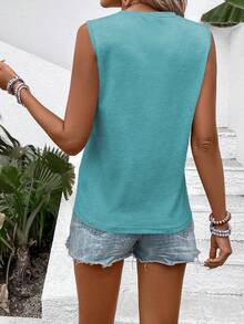 EMERY ROSE Women's Solid Color Casual Versatile Daily Everyday Outing Top Teal Summer - Mint Green - View 2