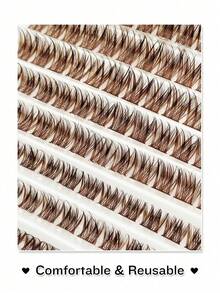 120Pcs D-Curl Brown Natural Mink Lashes Set, Fluffy Wispy Faux Mink Individuals, Reusable Daily Wear Lash Kit For Mother's Day Back-To-School Birthday Gifts - D - View 4