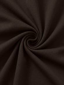 Elenzga Plus Size Solid Color Minimalist Hollow Out Leggings - Brown - View 6
