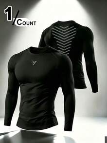 Gym Rark Men's Geometric Print Raglan Long Sleeve Sports T-Shirt - Black - View 1