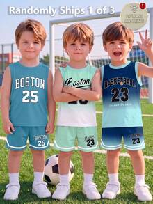 SHEIN Playful Pals 隨機 3 套得 1 套經典足球球衣，亦適用於運動訓練上衣，專為足球愛好者設計 - 彩色 - 查看 3