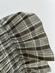 Elamini Top ajustado sin tirantes con volantes y lazo para niñas, primavera/verano - Verde - Ver 4