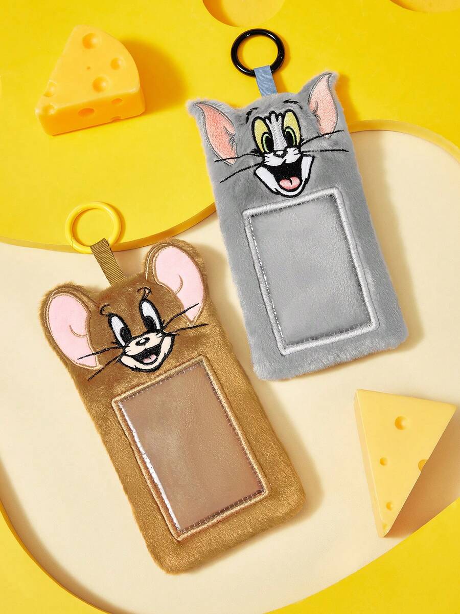 TOM & JERRY X SHEIN Dompet Kartu Kartun, Bentuk Lucu, Cocok Untuk Menyimpan Kartu Kecil Idou, Kartu Kerja, Kartu Transportasi, Dll., Desain Jendela PVC Transparan, Dapat Digantung di Tas - kucing dan tikus - View 1