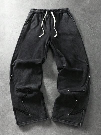 Street Life Pantaloni della tuta casual da uomo stile street scuro con pentagramma e spacchi, resistenti