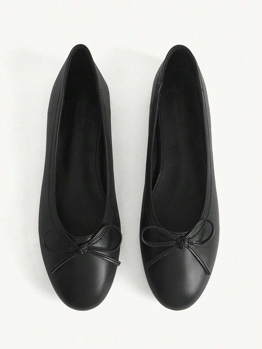 CUCCOO CHICEST Four Seasons New Round Toe Bow Ballet Ladies Flat Shoes Mary Jane Black Commuter Soft Sole Shoes Fashion And Elegant Commuter - Black - View 1