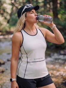 In My Nature Women's Plus Size Colorblock Letter Print Casual Daily Outdoor Sports T-Shirt - White - View 3