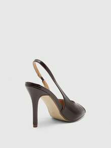 CUCCOO BIZCHIC Spring And Summer Women Open-Toed Slingback Patent Leather Small Square Toe Open Toe Stilettos - Brown - View 8