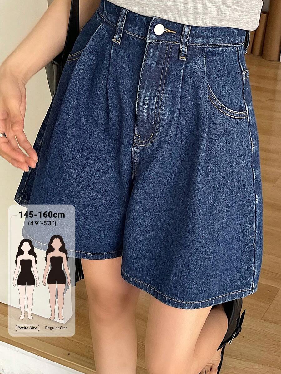 DAZY Women's Casual Versatile Denim Shorts With Pockets And Buttons For Daily Wear Summer Cute Tops - Blue - View 1