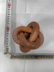 1件手工雕刻3節松木結鏈裝飾品，鄉村波西米亞農舍風木鏈飾品，咖啡桌裝飾配件，理想生日禮物與居家桌面裝飾 - 棕色 - 查看 8