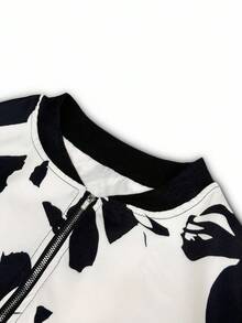 Franclia Women's Elegant Commuter Contrast Color Print Jacket - Black - View 8