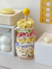 1/2pcs Simple Wooden Yellow Ball Hair Tie Storage Rack Desktop Vertical Hair Tie Storage Rack Solid Wood Strip Bracelet Organizer - Multicolor - View 5