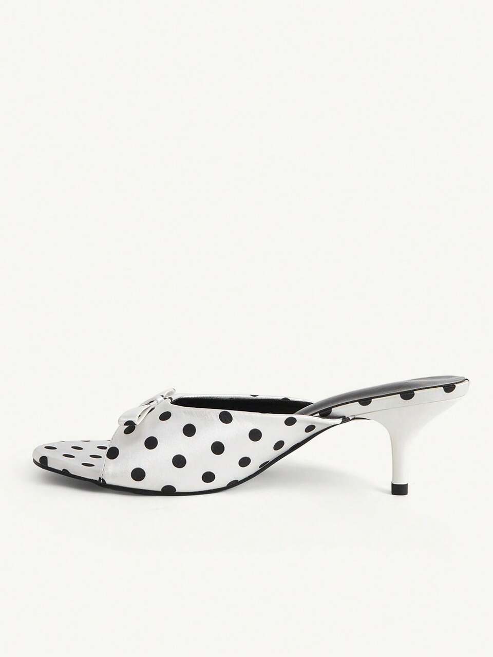CUCCOO CHICEST Vintage Polka Dot Bow Low-Heeled Sandals, Elegant Open-Toed Mules Shoes, Summer Commuting Versatile Shoes