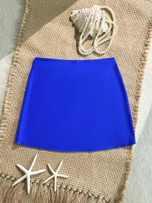 SHEIN Swim 1 件女士沙滩罩衫裙，侧面有海星装饰，性感时尚，纯色，适合度假 - 寶藍色 - 查看 6