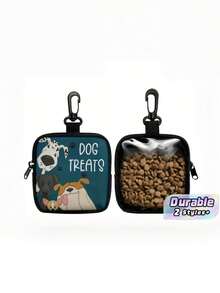 Polyester Dog Training Treat Bag With Zipper, Clear Window Single-Side Printed Portable Pet Snack Pouch, Must-Have Accessory For Dog Walking Outdoor Use - Multicolor - View 1