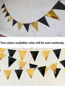 10/20pcs Black & Gold Party Decorative Triangle Pennant Banners, Metal Fabric Colorful Flags Garland, Suitable For Birthday, Graduation, Anniversary, Wedding, New Year, Engagement Party Supplies - multicolor - View 5