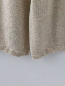 Linhara Plus Size V-Neck Cable Knit Long Sleeve Pullover Sweater And Pants Casual Set - Apricot - View 9