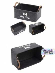 1Pc Felt Pet Toy Storage Box, Suitable For Cats And Dogs, Pet Toy Sorting Basket, Indoor Pet Snacks, Toys And Dirty Clothes Storage Basket, Simple And Practical, Help Keep The Home Clean And Orderly, Let The Toys In Order - Multicolor - View 1