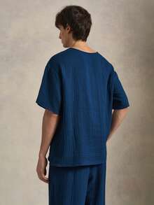 EverLounge Men's Minimalist Solid Color Casual Loungewear Top - Royal Blue - View 2