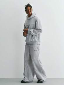 Sonviro Men's Minimalist Long Sleeve Hoodie And Pants Set Mens 2 Piece Set Grey Sweatsuit Man 2 Piece Set Gray Two Piece Set Men Mens Jogger Set - Grey - View 4