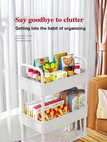 Multifunctional Rolling Storage Cart - Suitable For Kitchen, Living Room And Bedroom - Can Store …Stationery, Snacks, Small Items, Etc. - Durable Plastic Structure, Multifunctional Trolley, Vertical Storage Rack - Multicolor - View 6