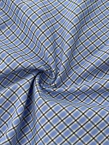 Sunspun Plus Size Spring Summer Asymmetrical Collar Short Sleeve Plaid Shirt - Blue - View 7