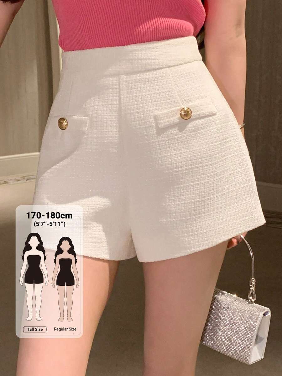 Dazy Tall Women's Solid Color Casual Versatile Daily Wear Shorts - White - View 1