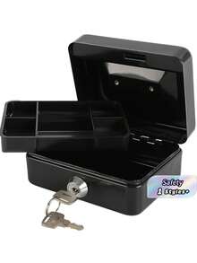 Black Metal Cash Box With Anti-Theft Combination Lock, Detachable Tray For Storing Cash, Coins And Valuable Items, Lightweight And Compact, Sturdy Metal Material, Strong Durability, Suitable For Stores, Offices And Homes, Used For Storing Cash - Black - View 1