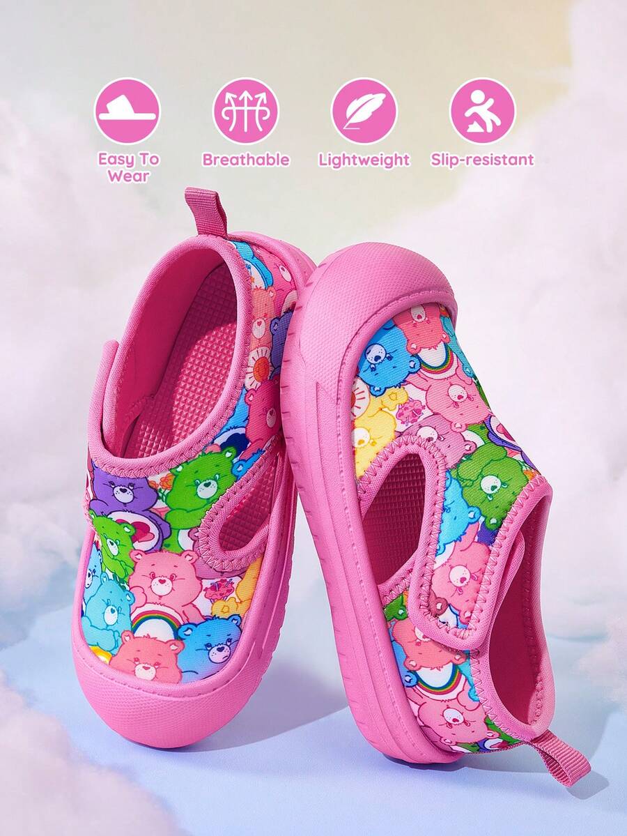 SHEIN X Care Bears 一雙兒童包頭涼鞋,防撞趾頭設計,防滑耐磨透氣沙灘涼鞋 - 玫紅色 - 查看 1