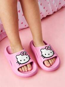 HELLO KITTY AND FRIENDS | SHEIN 可愛卡通粉色兒童EVA拖鞋，輕便舒適，適合幼兒與兒童，可用於室內、淋浴或戶外 - 藕粉色 - 查看 5