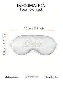 1PC Silver "Bride" Eye Mask For Wedding Parties – Embroidered Logo Style, Made Of Soft Polyester Satin; Silver Eye Mask, Suitable For Nap & Light-Blocking Sleep Use - Silver - View 9