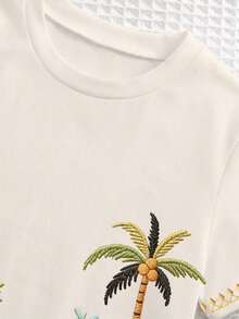 Baby Boy Casual Minimalist T-Shirt Set With Cartoon Pattern, Suitable For Summer,Fall Clothes - Multicolor - View 6