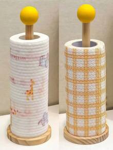 1/2pcs Simple Wooden Yellow Ball Hair Tie Storage Rack Desktop Vertical Hair Tie Storage Rack Solid Wood Strip Bracelet Organizer - Multicolor - View 4