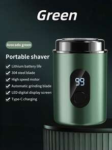 Teckwe 1 Piece Abs Mini Electric Shaver Digital Power Display High Speed Sharp Blade Double Click Start Rechargeable Portable Waterproof Travel Facial Razor For Men Daily Business Trip Outdoor Spring Summer Autumn Winter Trending Men Grooming Gadget 300mAh - Multicolor - View 8