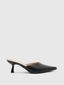 CUCCOO BIZCHIC Women's Spring And Summer New High-Heeled Pointed-Toed Stiletto Woven Sandals, Fashion Mules Shoes - Black - View 2