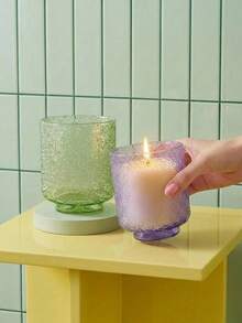 Joivida Dopamine Foam Textured Glass Candlesticks, Transparent Colored Tea Candlesticks, Aromatic Candle Candlesticks, Modern Minimalist Home Decoration, Ambience Home Furnishings, Holiday Birthday Gifts - multicolor - View 2
