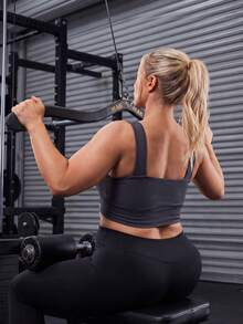 Solea Cove 1pc Plus Size Gray Sports Racerback Tank Top, Suitable For Fitness/Yoga - Dark Grey - View 2